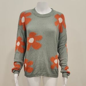 BiBi Floral Sweater - Green and Orange